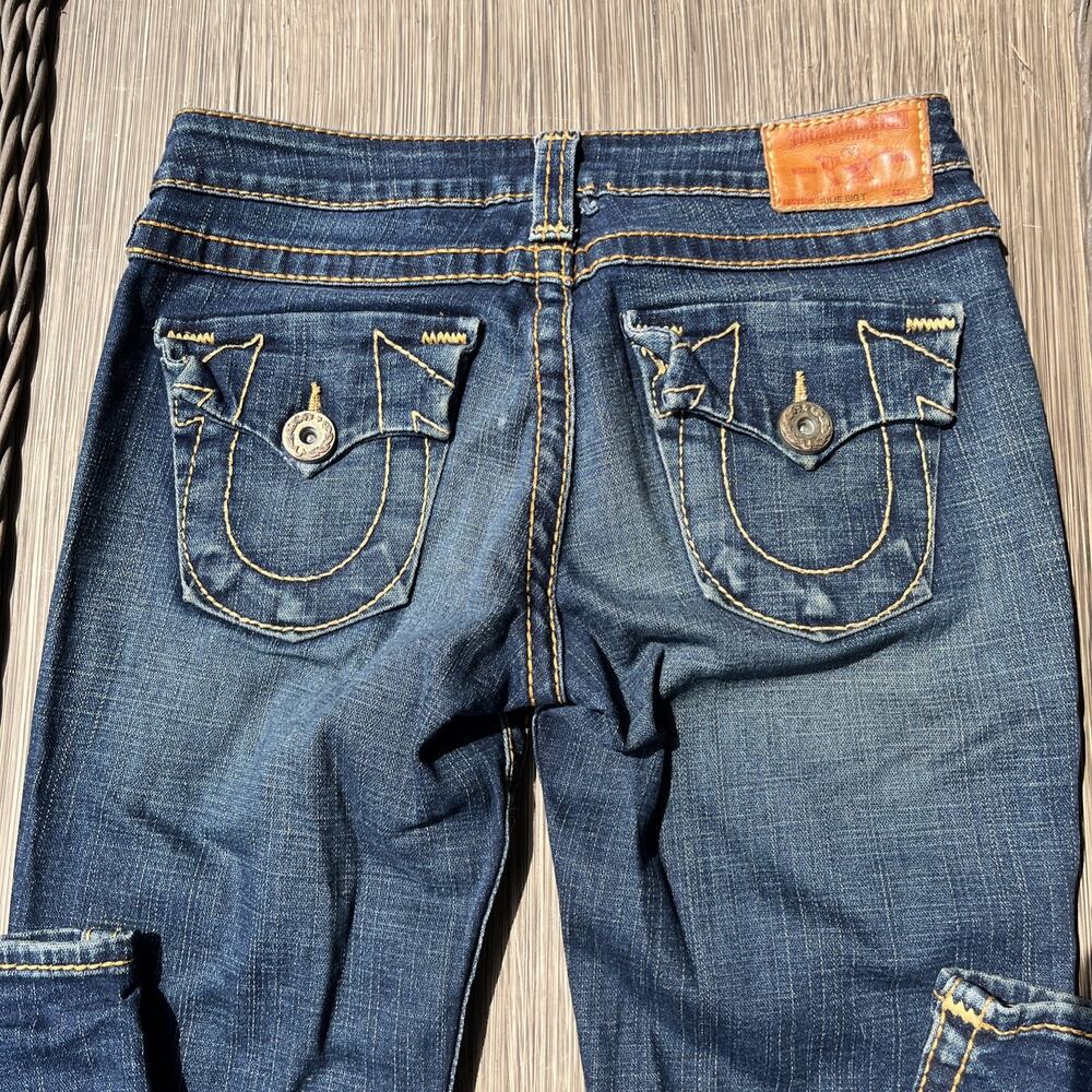 True Religion Mid Rise Dark Wash Slim Straight Leg Jeans Blue Size 27 - Picture 6 of 6
